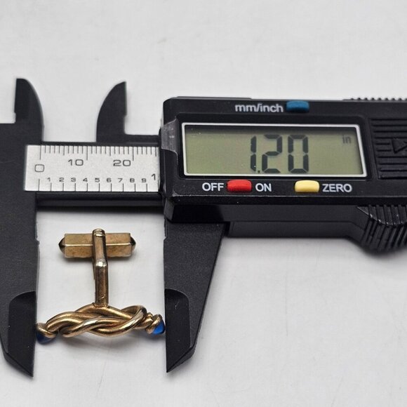 Vintage Swank Gold Tone Cufflinks With Blue Glass Cabochons - Picture 5 of 5